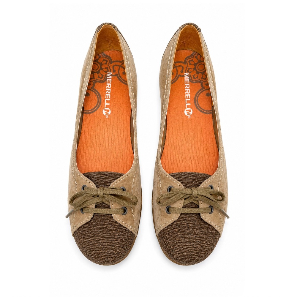 Merrell Otter Performance Footwear Brown Suede Canvas Ballet Flats J45656 SZ 7.5